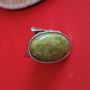 New Unakite SS Open Leaf Statement Ring Size 9